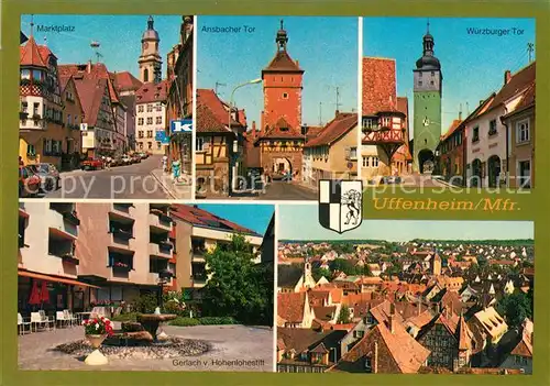 AK / Ansichtskarte Uffenheim Marktplatz Ansbacher Tor Wuerzburger Tor Gerlach von Hohenlohestift Stadtpanorama Uffenheim