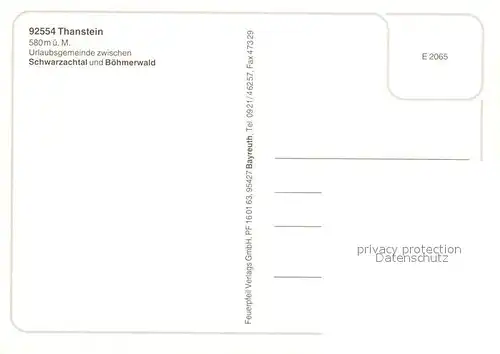 AK / Ansichtskarte Thanstein Urlaubsort Oberpfaelzer Wald Landschaftspanorama Burg Schwaene Thanstein