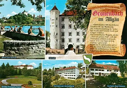 AK / Ansichtskarte Groenenbach_Bad Blick zum Schloss Kneippkurheim Kurheim Schlossberg Kurheim Bad Clevers Sanatorium Chronik Groenenbach_Bad