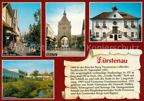 AK / Ansichtskarte Fuerstenau_Osnabrueck Grosse Strasse Hohes Tor Rathaus Gesamtschule Chronik Fuerstenau_Osnabrueck
