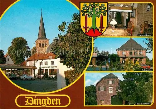 AK / Ansichtskarte Dingden Gasthof Kirchturm Heimathaus Ortsmitte Wappen Dingden