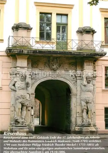 AK / Ansichtskarte Halle_Saale Riesenhaus Barockportal Historisches Gebaeude Chronik Halle_Saale