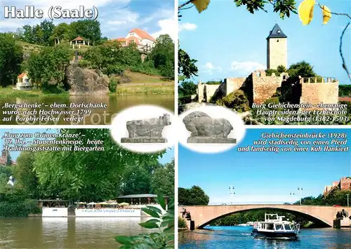 AK / Ansichtskarte Halle_Saale Bergschenke Gaststaette Biergarten Burg Giebichenstein Giebichensteinbruecke Chronik Halle_Saale