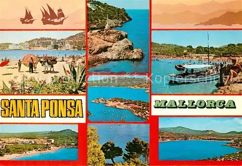 AK / Ansichtskarte Santa_Ponsa_Mallorca_Islas_Baleares Strand Kuestenpanorama Fliegeraufnahme Santa_Ponsa