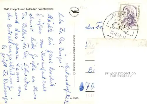 AK / Ansichtskarte Aulendorf Kneippkurort Fliegeraufnahme Kirche Kurpark Mahlweier Parksanatorium Schussentalklinik Chronik Aulendorf