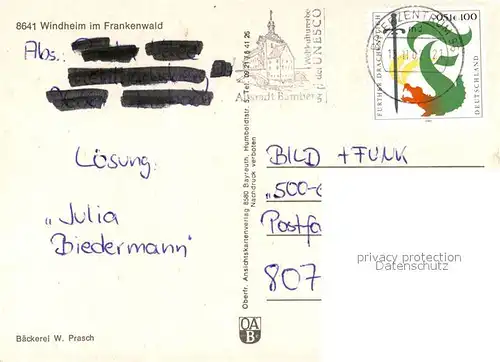 AK / Ansichtskarte Windheim_Oberfranken Landschaftspanorama Frankenwald Windheim Oberfranken