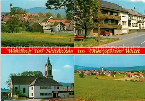 AK / Ansichtskarte Weiding_Oberviechtach Ortsansicht mit Kirche Landschaftspanorama Weiding Oberviechtach