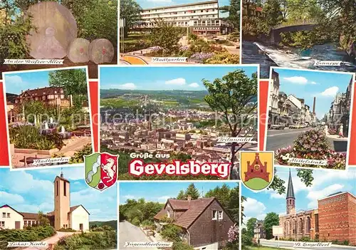 AK / Ansichtskarte Gevelsberg Seufzerallee Stadtgarten Kirche Jugendherberge Mittelstrasse Stadtpanorama Gevelsberg