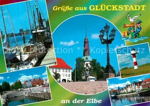 AK / Ansichtskarte Glueckstadt Seglerhafen Kirche Leuchtturm Glueckstadt