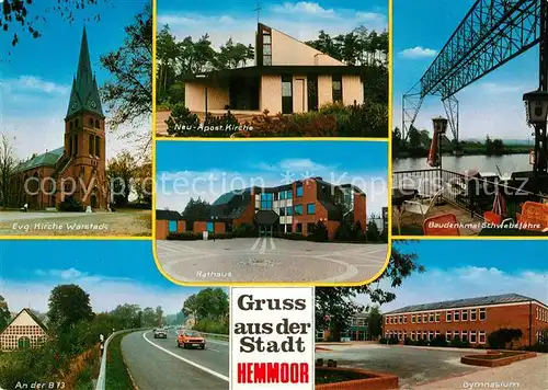 AK / Ansichtskarte Hemmoor Kirche Rathaus B 73 Baudenkmal Schwebefaehre Gymnasium Hemmoor