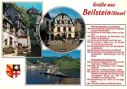AK / Ansichtskarte Beilstein_Mosel Klostertreppe Marktplatz Moselfaehre Burgruine Beilstein_Mosel