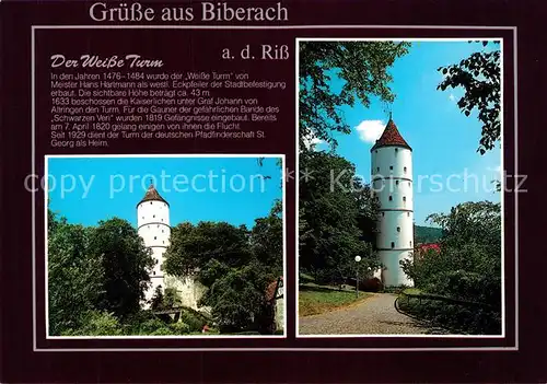 AK / Ansichtskarte Biberach_Riss Der Weisse Turm auf dem Gibelberg Biberach Riss