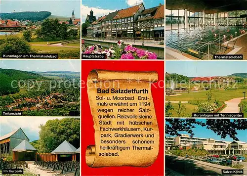 AK / Ansichtskarte Bad_Salzdetfurth Kuranlagen Kurpark Hauptstrasse Thermalsolebad Tenniscenter Salzeklinik Bad_Salzdetfurth