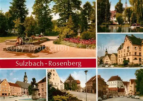 AK / Ansichtskarte Sulzbach Rosenberg Park Schwanenteich Teilansichten Innenstadt Brunnen Sulzbach Rosenberg