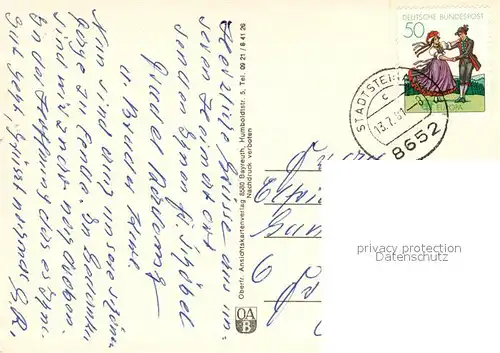 AK / Ansichtskarte Stadtsteinach Landschaftspanorama Teilansichten Kirche Partie am Fluss Stadtsteinach