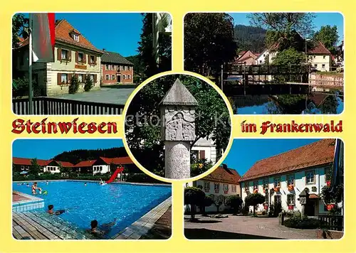 AK / Ansichtskarte Steinwiesen Teilansichten Freibad Denkmal Steinwiesen