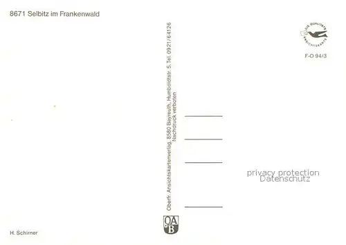 AK / Ansichtskarte Selbitz_Oberfranken Panorama Naturpark Frankenwald umliegende Gemeinden Selbitz Oberfranken