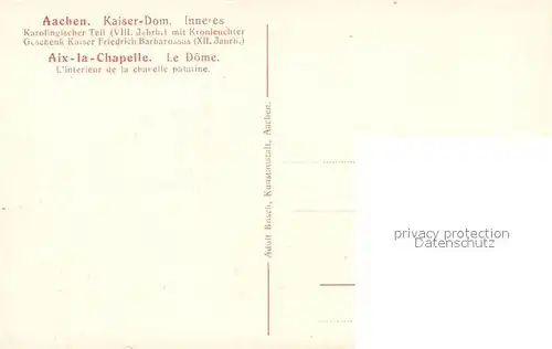 AK / Ansichtskarte Aachen Kaiser Dom Inneres mit Kronleuchter Aachen