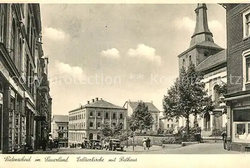 AK / Ansichtskarte Luedenscheid Erloeserkirche mit Rathaus Luedenscheid