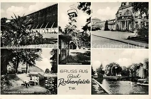 AK / Ansichtskarte Bad_Rothenfelde Gradierwerk Badetum Ponygespann Kahnteich Bad_Rothenfelde