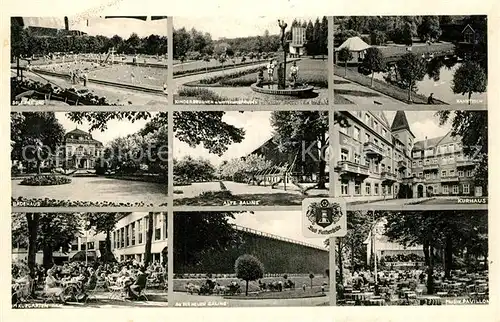 AK / Ansichtskarte Bad_Rothenfelde Schwimmbad Badehaus Kurgarten Alte Saline Kurhaus Musik Pavillon Wittekinsprudel Kahnteich Bad_Rothenfelde