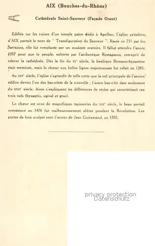 AK / Ansichtskarte Aix en Provence Cathedrale Saint Sauveur Aix en Provence