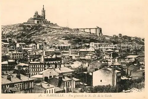 AK / Ansichtskarte Marseille_Bouches du Rhone Vue generale de Notre Dame de la Garde Marseille
