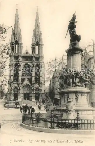 AK / Ansichtskarte Marseille_Bouches du Rhone Eglise des Reformes et Monument des Mobiles Marseille