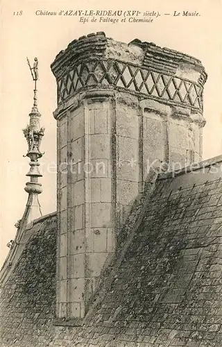 AK / Ansichtskarte Azay le Rideau Chateau Le Musee Epi de Faitage et Cheminee Azay le Rideau