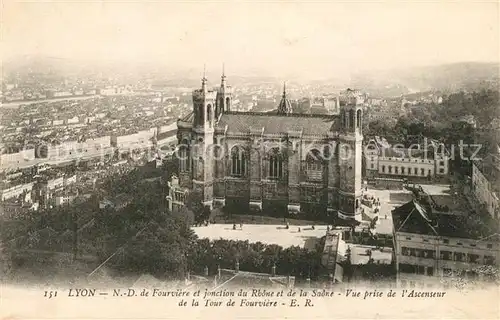 AK / Ansichtskarte Lyon_France Notre Dame de Fourviere et jonction du Rhone et de la Saone Lyon France