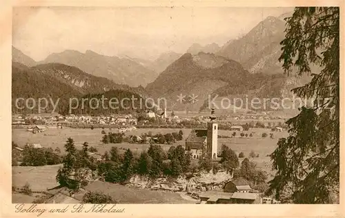 AK / Ansichtskarte Golling_Salzach und St Nikolaus Golling Salzach