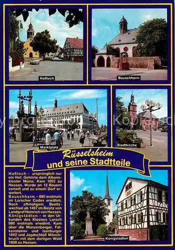 AK / Ansichtskarte Ruesselsheim_Main Hassloch Bauschheim Koenigstaedten Ruesselsheim Main