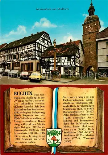 AK / Ansichtskarte Buchen_Odenwald Mariensaeule Stadtturm  Buchen Odenwald