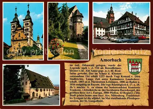 AK / Ansichtskarte Amorbach_Miltenberg Abtei Kirche Heimatmuseum Marktplatz Schlossmuehle 