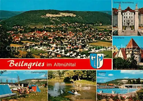 AK / Ansichtskarte Beilngries Campingplatz Schloss Hirschberg Freibad Flurerturm Beilngries
