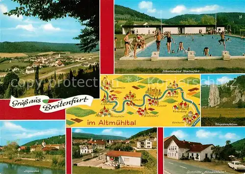 AK / Ansichtskarte Breitenfurt_Dollnstein Schwimmbad Gaststaette Altmuehlklause  Breitenfurt_Dollnstein