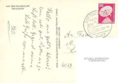 AK / Ansichtskarte Bad_Salzschlirf Mariengrotte Bad_Salzschlirf
