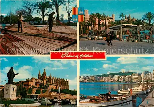 AK / Ansichtskarte Palma_de_Mallorca Denkmal Kathedrale Strassenkuenstler Hafen Fischer Palma_de_Mallorca