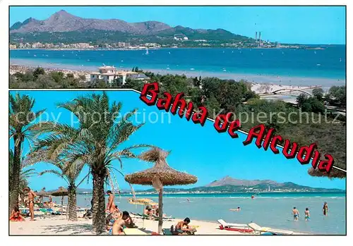AK / Ansichtskarte Bahia_de_Alcudia Kuestenpanorama Strand Palmen Bahia_de_Alcudia