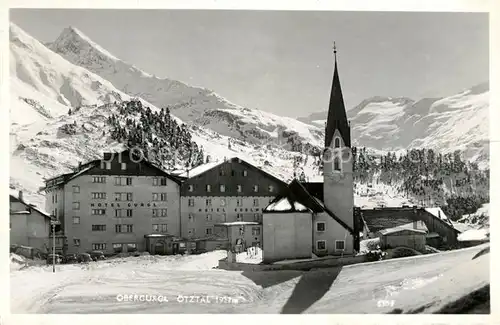 AK / Ansichtskarte Obergurgl_Soelden_Tirol Hotel Gurgel mit Kirche Obergurgl_Soelden_Tirol