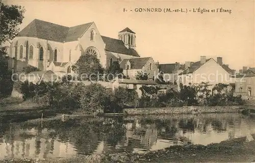 AK / Ansichtskarte Gonnord Eglise et l Etang Gonnord