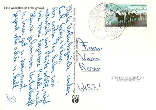 AK / Ansichtskarte Wallenfels_Oberfranken Landschaftspanorama Frankenwald Rastplatz Berggasthof Ortsansicht mit Kirche Hallenbad Wallenfels_Oberfranken