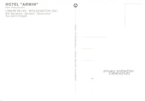 AK / Ansichtskarte Selva_Val_Gardena_Tirol Hotel Armin Selva_Val_Gardena_Tirol