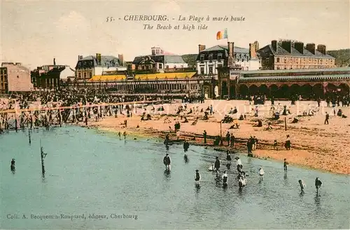 AK / Ansichtskarte Cherbourg_Octeville_Basse_Normandie La Plage a maree haute Cherbourg_Octeville