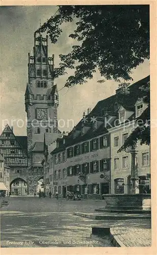 AK / Ansichtskarte Freiburg_Breisgau Oberlinden mit Schwabentor Freiburg Breisgau