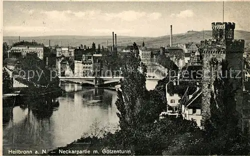 AK / Ansichtskarte Heilbronn_Neckar Goetzenturm Neckarpartie Heilbronn Neckar