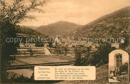 AK / Ansichtskarte Dausenau Partie an der Lahn mit dem schiefen Turm Dausenau