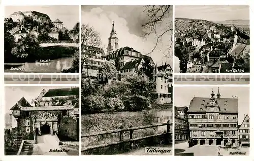 AK / Ansichtskarte Tuebingen Schloss Schlosstor Teilansicht Panorama Rathaus Tuebingen