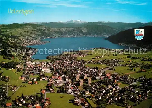 AK / Ansichtskarte Unteraegeri Fliegeraufnahme mit Aegerisee Unteraegeri