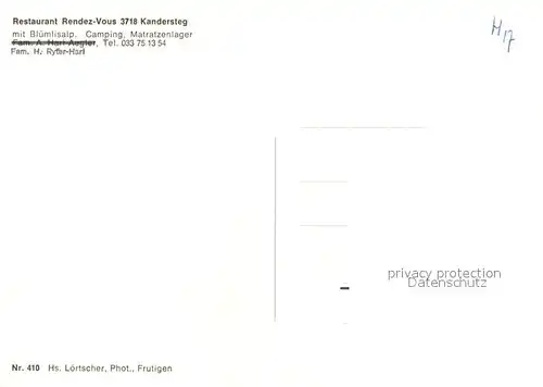 AK / Ansichtskarte Kandersteg_BE Restaurant Rendez Vous Bluemlisalp Kandersteg_BE